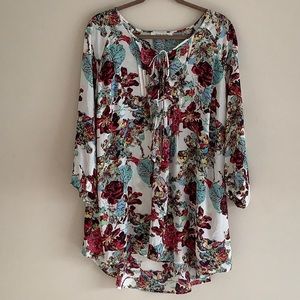 BLACK RAINN FLORAL PRINT BLOUSE